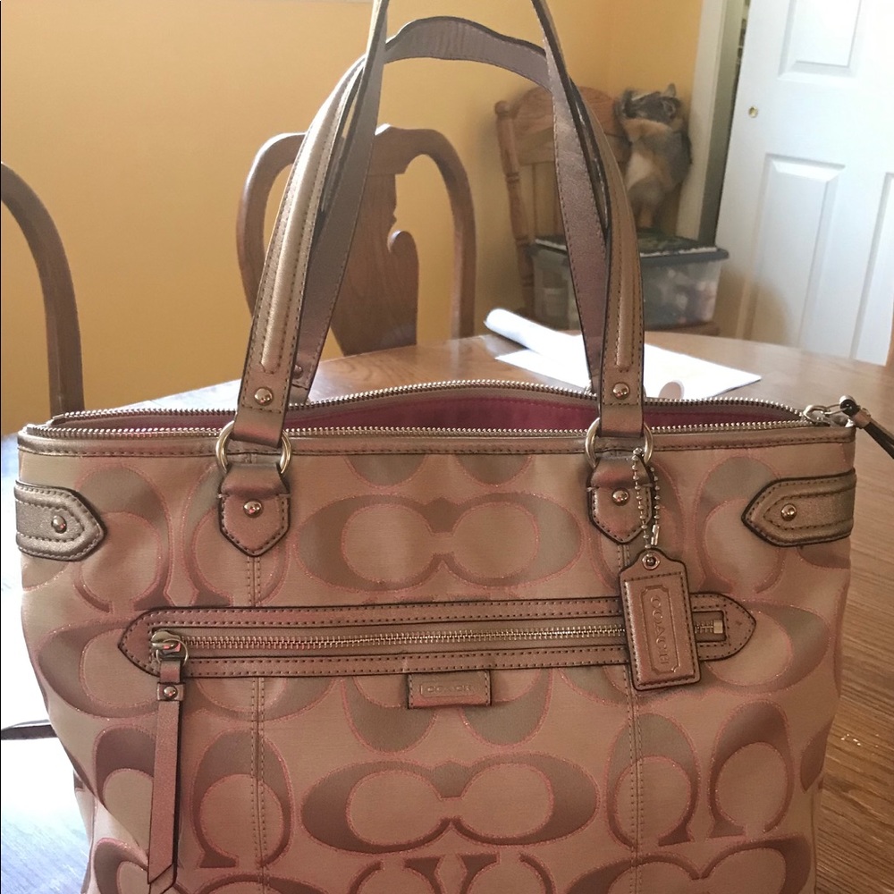 Beige Coach Tote